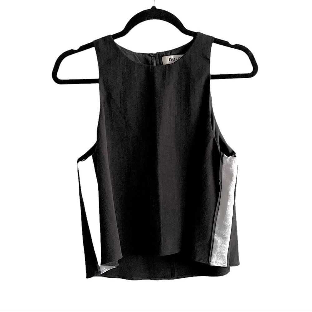 DO + BE Sleeveless Cropped Sleeveless Blouse Black White L
